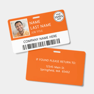 Bedrijfslogo Werknemersfoto Oranje ID Badge