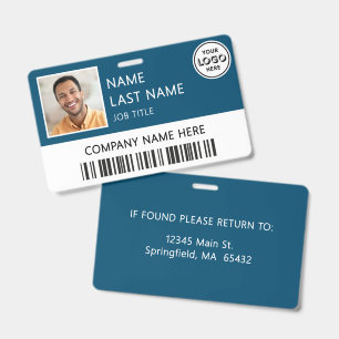 Bedrijfslogo Werknemersfoto Teal ID-badge Badge