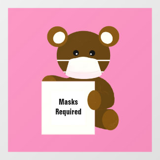 Bedrijfsmasker Vereist Teddy Bear Window Clings Raamsticker