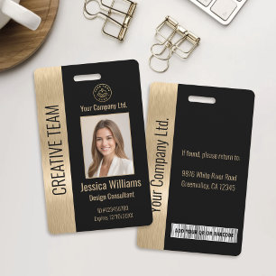 Bedrijfsmedewerker Black Faux Brushed Gold ID Badge