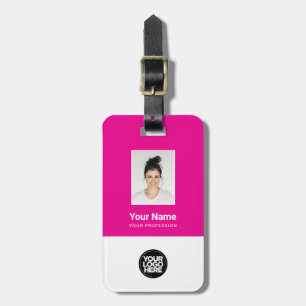 Bedrijfsmedewerker foto, streepjescode, Logo, naam Bagagelabel