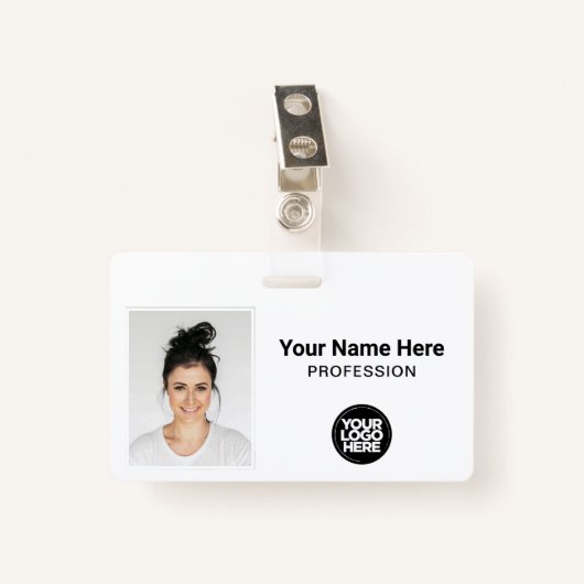 Bedrijfsmedewerker, naam, Logo, foto-id Badge (Voorkant met clip)