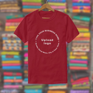 Bedrijfsmerk in Ronde Patroon Tekst op Maroon T-shirt