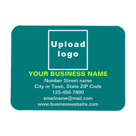 Bedrijfsmerk op Blauwgroen Groene Rechthoek Flexib Magneet (Horizontaal)