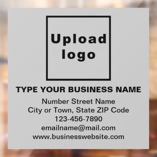 Bedrijfsmerk op Grijs Vierkant Venster Cling Raamsticker (Vel 2)