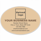 Bedrijfsmerk op Lichtbruin Groot Ovaal Vinyl Sticker (Voorkant)