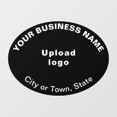 Bedrijfsmerk op zwarte ovale vorm raamsticker (Vel)