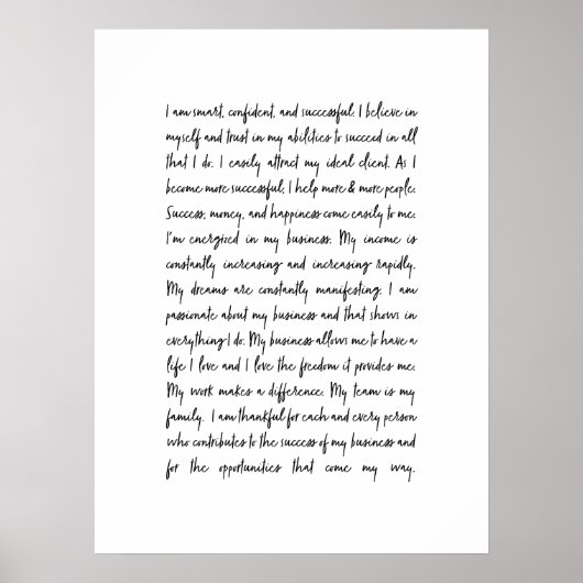 Bedrijfsmindset Kantoor Mantra Poster (Voorkant)