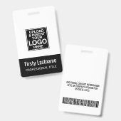 Bedrijfsnaam BLACK Naam Titel balk Code Aangepaste Badge (Voor- en achterkant)