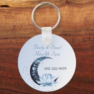 Bedrijfsnaam blauwe Lotus Flower Moon Sleutelhanger