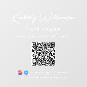 Bedrijfsnaam Chique Handtekening Script QR Code Raamsticker (Vel)