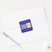 Bedrijfsnaam donkerblauw logo qr code vierkante sticker (Envelop)