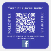 Bedrijfsnaam donkerblauw qr code Facebook Vierkante Sticker (Voorkant)