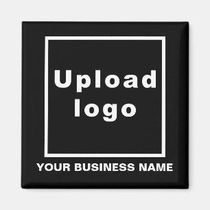 Bedrijfsnaam en Logo Black Square Magnet Magneet