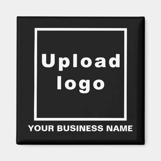 Bedrijfsnaam en Logo Black Square Magnet Magneet (Voorkant)
