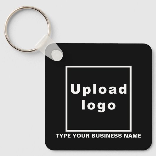 Bedrijfsnaam en Logo Black Square Sleutelhanger (Voorkant)
