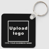 Bedrijfsnaam en Logo Black Square Sleutelhanger (Achterkant)