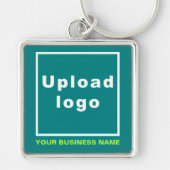 Bedrijfsnaam en Logo, Blauwgroen groen vierkant Pr Sleutelhanger (Voorkant)