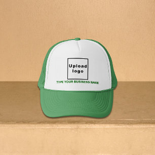 Bedrijfsnaam en Logo Groene en Witte Trucker Hat Pet
