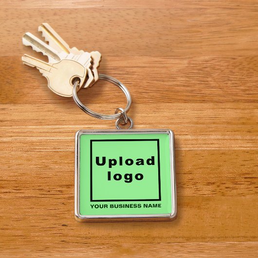 Bedrijfsnaam en Logo, Light Green Square Premium Sleutelhanger