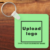 Bedrijfsnaam en Logo Light Green Square Sleutelhan Sleutelhanger (Voorkant)