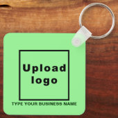 Bedrijfsnaam en Logo Light Green Square Sleutelhan Sleutelhanger (Achterkant)