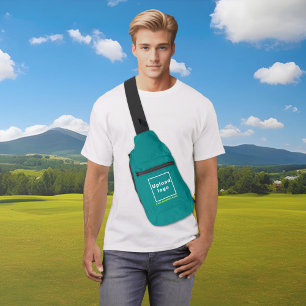 Bedrijfsnaam en Logo op Blauwgroen Groene Sling Ba Bag