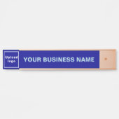 Bedrijfsnaam en Logo op Blue Long Hanging Deurbordje (Voorkant)