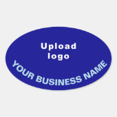 Bedrijfsnaam en Logo op Blue Oval Shape Sticker (Voorkant)