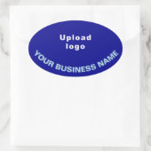 Bedrijfsnaam en Logo op Blue Oval Shape Sticker (Tas)