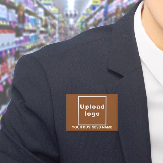 Bedrijfsnaam en Logo op Brown Rectangle Button