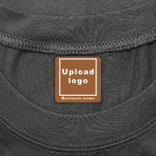 Bedrijfsnaam en Logo op bruin vierkant strijkijzer Labels