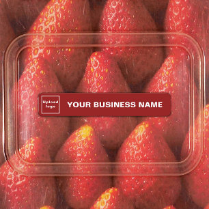 Bedrijfsnaam en Logo op etiket met rode slim kleef Labels