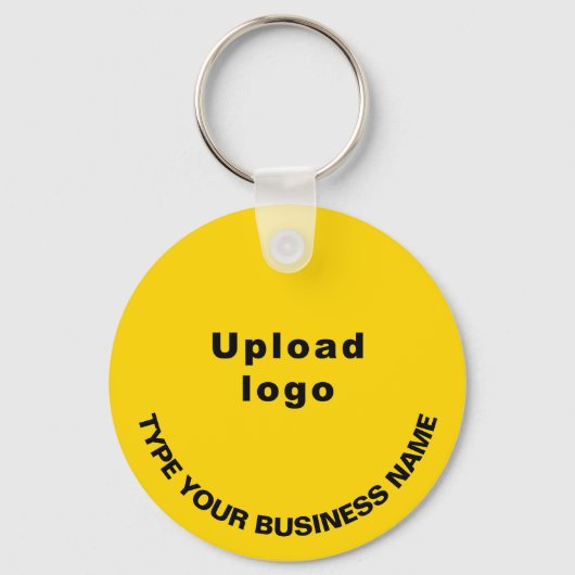 Bedrijfsnaam en Logo op geel rond aluminium Sleutelhanger (Voorkant)