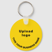 Bedrijfsnaam en Logo op geel rond aluminium Sleutelhanger (Achterkant)