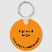 Bedrijfsnaam en Logo op het Oranje ronde aluminium Sleutelhanger (Achterkant)