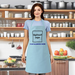 Bedrijfsnaam en Logo op lichtblauw polyester Schort