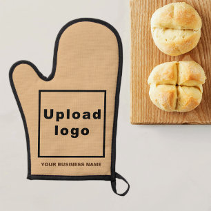Bedrijfsnaam en Logo op Lichtbruine Ovenwanten Ovenwant
