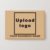 Bedrijfsnaam en Logo op Lichtbruine Rechthoek Button (Voorkant)