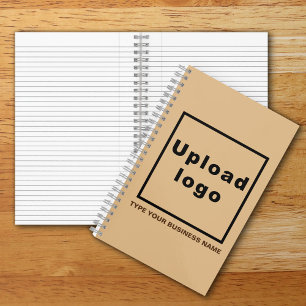 Bedrijfsnaam en Logo op Lichtbruine Spiraal Notitieboek