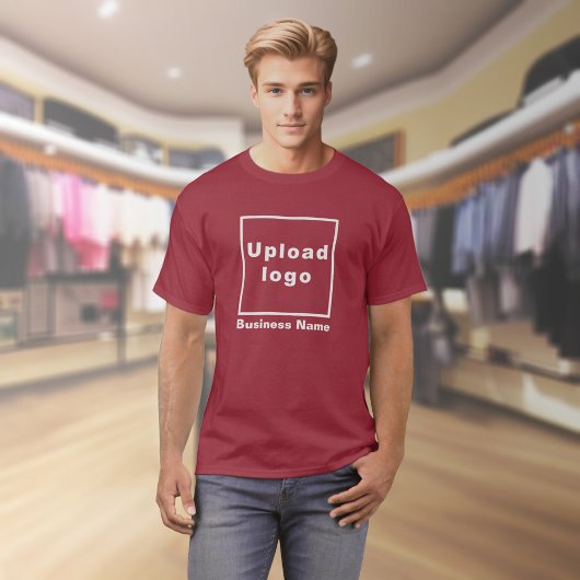 Bedrijfsnaam en Logo op Maroon T-Shirt
