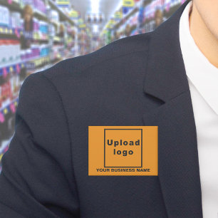 Bedrijfsnaam en Logo op Oranje Rechthoek Button