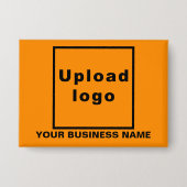 Bedrijfsnaam en Logo op Oranje Rechthoek Button (Voorkant)