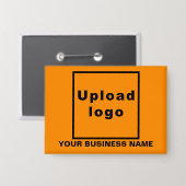 Bedrijfsnaam en Logo op Oranje Rechthoek Button (Voorkant / Achterkant)