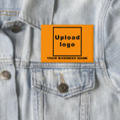 Bedrijfsnaam en Logo op Oranje Rechthoek Button (Insitu)