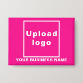 Bedrijfsnaam en Logo op Roze Rechthoek Button (Voorkant)