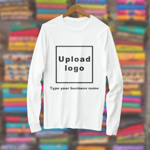 Bedrijfsnaam en logo op witte lange mouw t-shirt