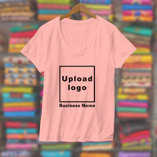 Bedrijfsnaam en Logo op Women's V-Neck Pink T-shirt