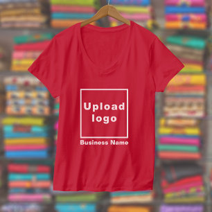 Bedrijfsnaam en Logo op Women's V-Neck Red T-shirt
