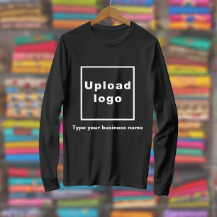Bedrijfsnaam en logo op zwarte lange mouwen t-shirt